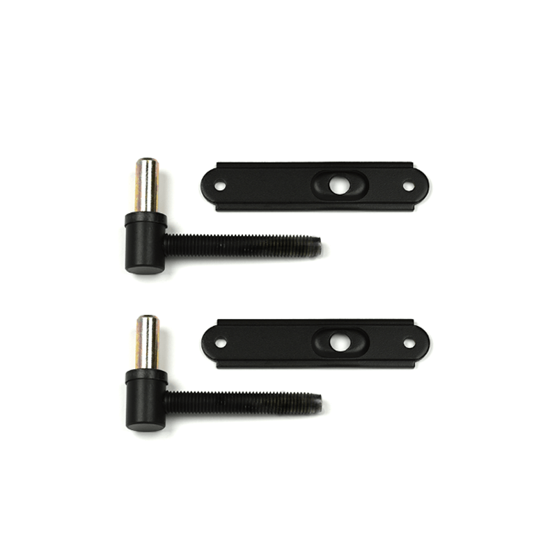 Closeup of European Adjustable Plate Pintel with black powder coating.