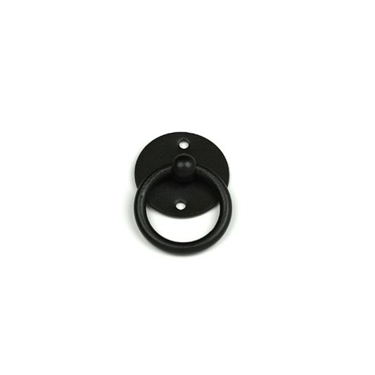 Closeup of European Pull Ring with black powder coating.