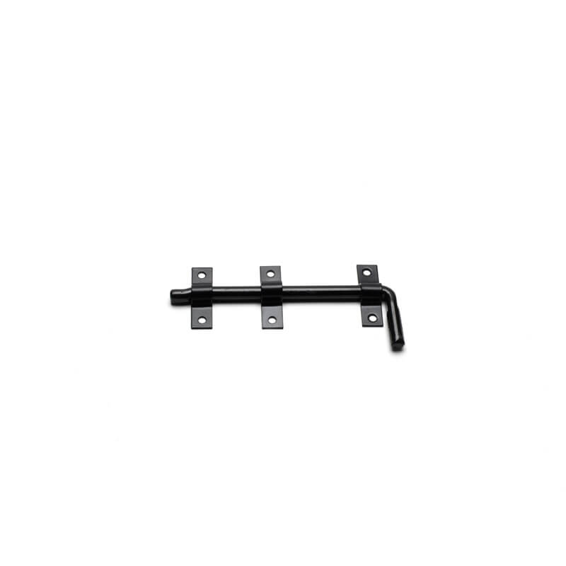 Close up of closed Shutter Lock with black powder coating.