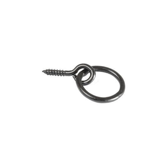 Closeup of Screw-in Pull Ring with black powder coating.