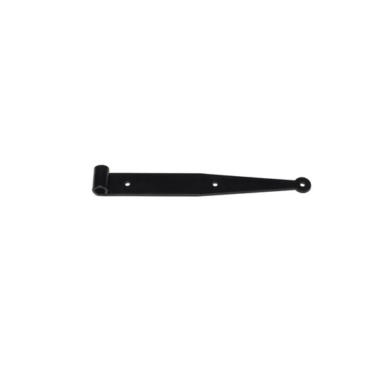 Closeup of Heavy Duty Tapered Strap Hinge with black powder coating.