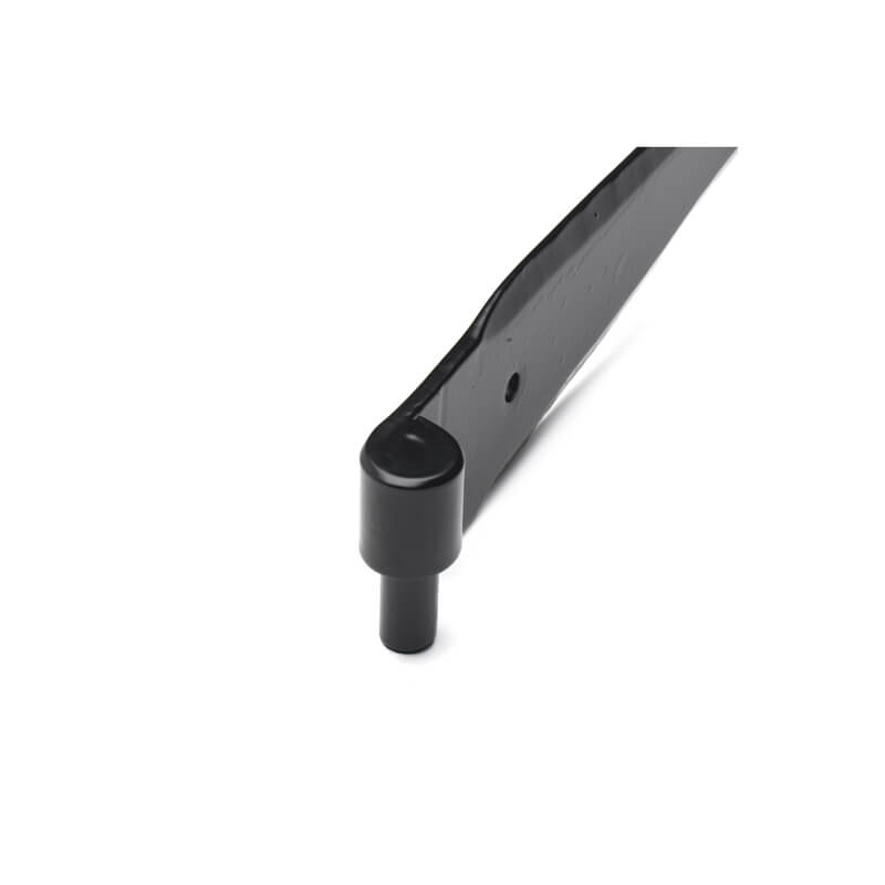 Closeup of Heavy Duty Tapered Strap Hinges with Attached Pin with black powder coating.