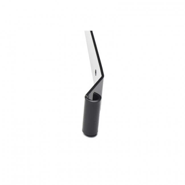 Closeup of Stainless Steel Standard Duty Tapered Strap Hinge with black powder coating.