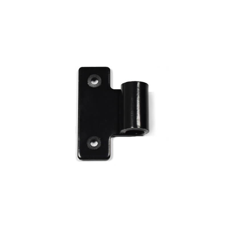 Closeup of Heavy Duty T Flat Hinge with black powder coating.