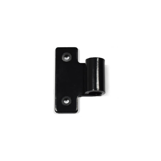 Closeup of Heavy Duty T Flat Hinge with black powder coating.