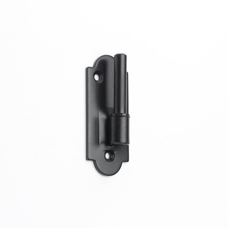 Closeup of Stainless Steel Standard Duty Plate Pintel with black powder coating.