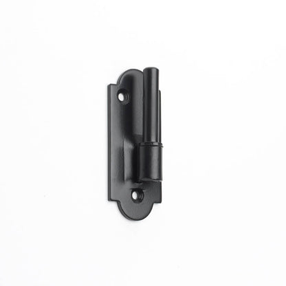 Closeup of Stainless Steel Standard Duty Plate Pintel with black powder coating.