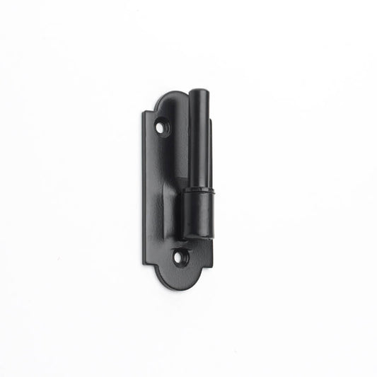 Closeup of Stainless Steel Standard Duty Plate Pintel with black powder coating.
