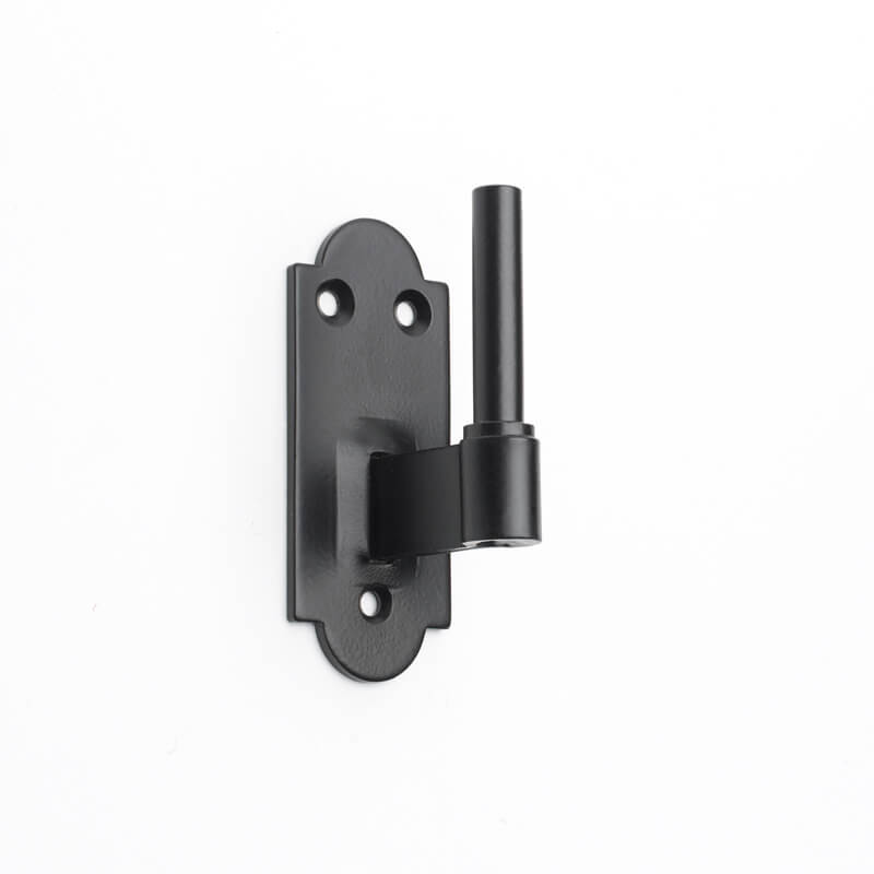 Closeup of Stainless Steel Standard Duty Plate Pintel with black powder coating.