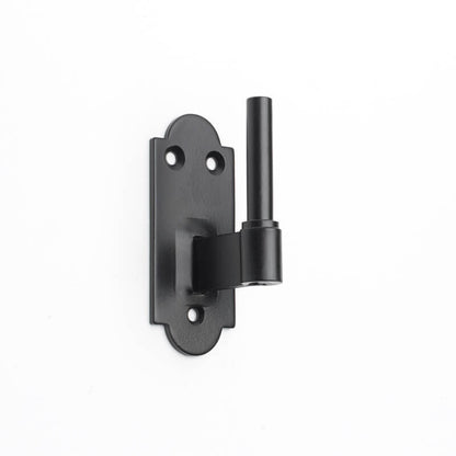 Closeup of Stainless Steel Standard Duty Plate Pintel with black powder coating.