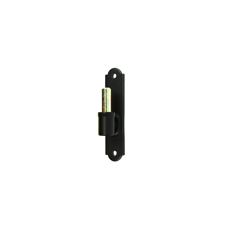 Closeup of European Plate Pintel with black powder coating.