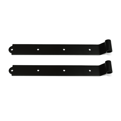 Closeup of European Strap Hinge with black powder coating.