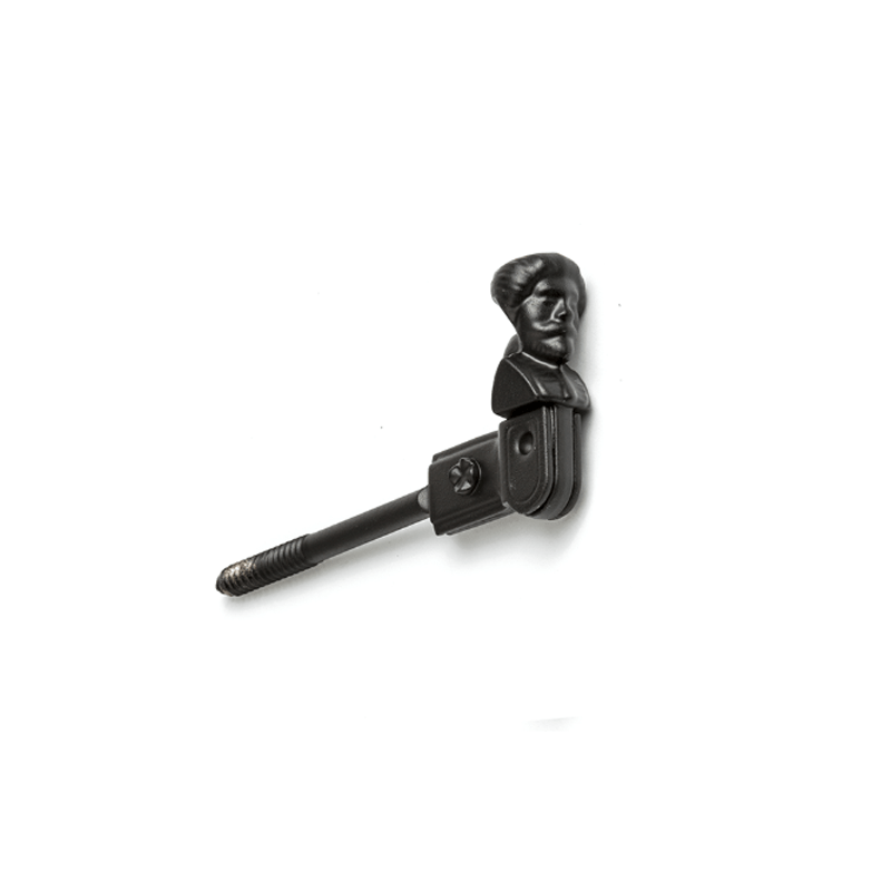 Closeup of European La Jeune Femme Tieback with black powder coating.