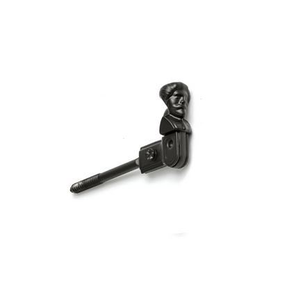 Closeup of European La Jeune Femme Tieback with black powder coating.