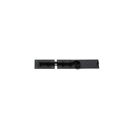 Close up of closed Shutter Lock with black powder coating.