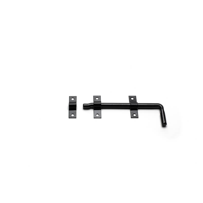 Close up of opened Shutter Locks with black powder coating.