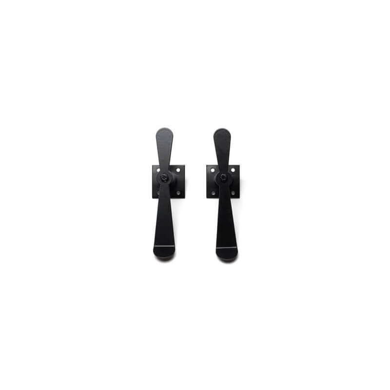 Closeup of Plate Mount Propeller Shutter Tiebacks with black powder coating.