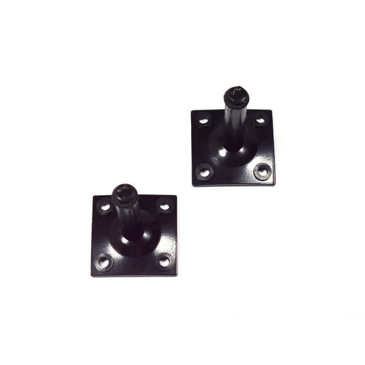 Closeup of Plate Mount Shutter Tieback Mounting Kit with black powder coating.
