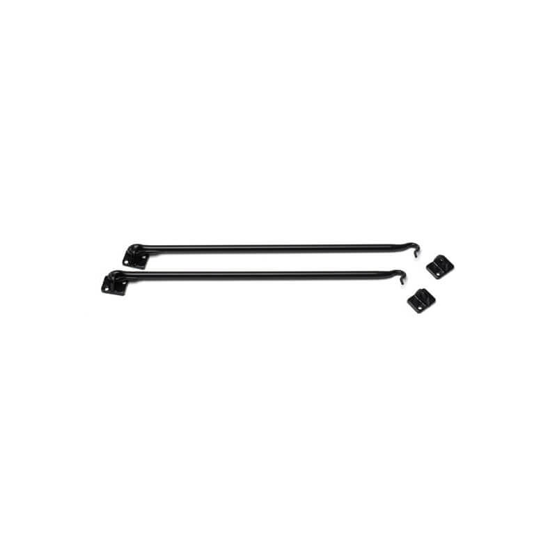 Closeup of Stainless Steel Hook and Staple For Wood with black powder coating.